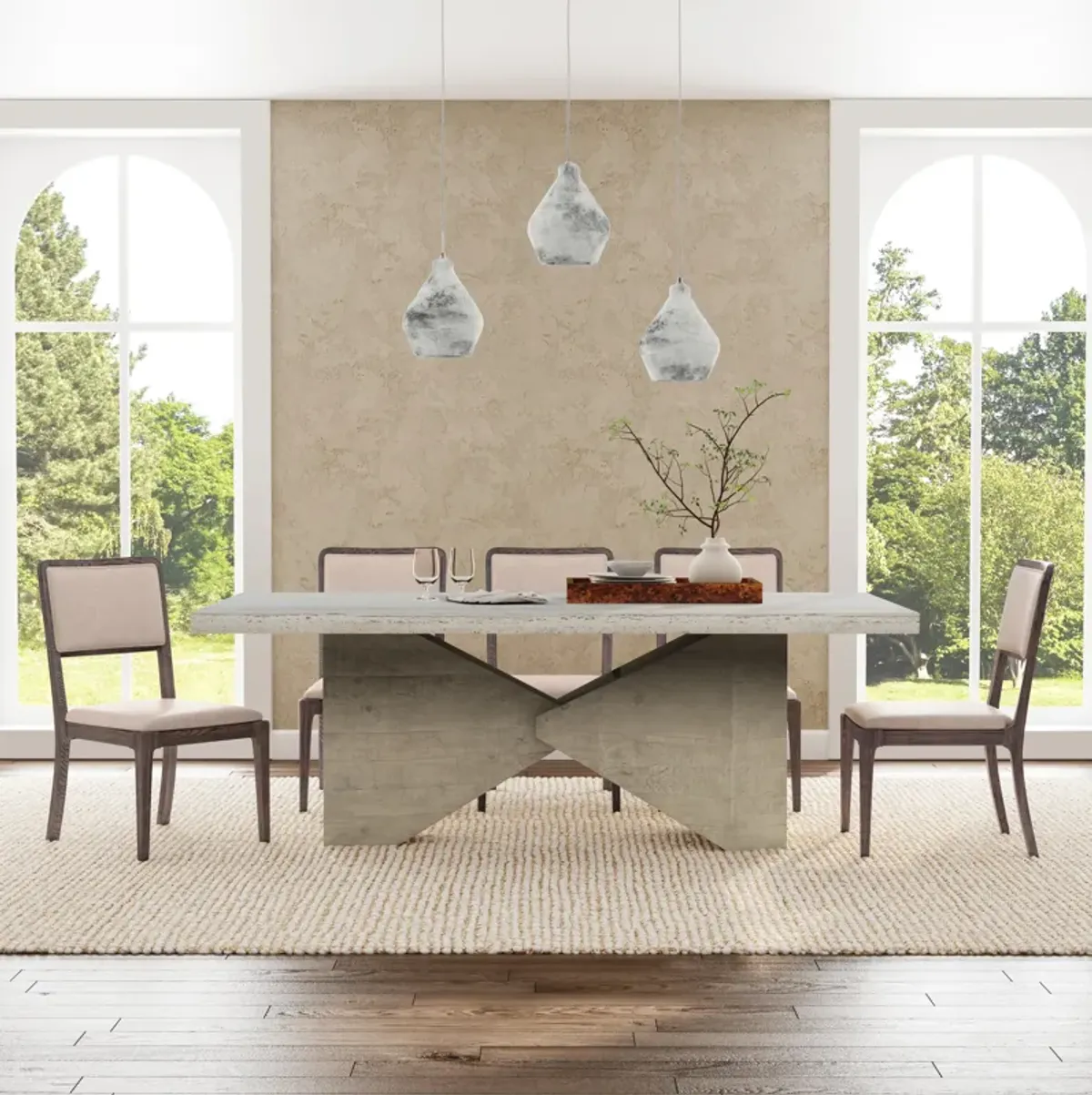 Ravenna 84" Concrete Transitional Dining Table in Natural Tone