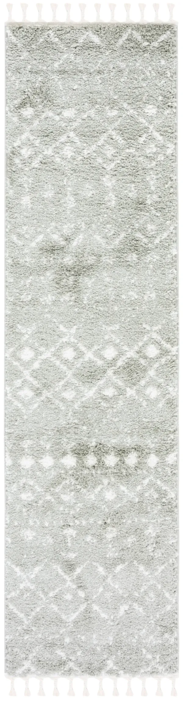 BERBER FRINGE SHAG 516 SAGE  2'-2' x 10' Runner Rug