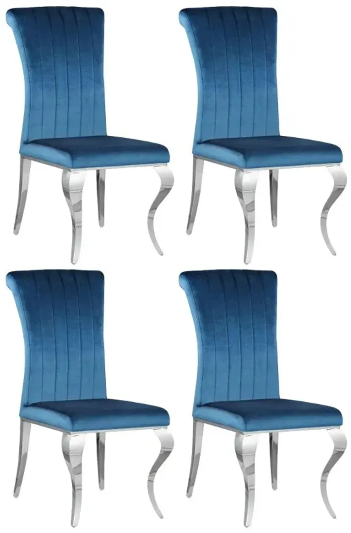 Betty Upholstered Side Chairs Teal and Chrome (Set of 4)