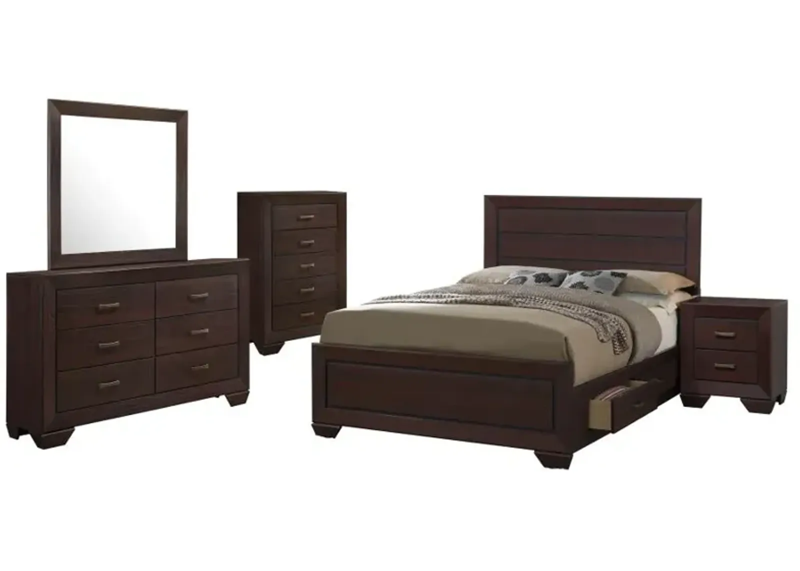 Kauffman Storage Bedroom Set with High Straight Headboard