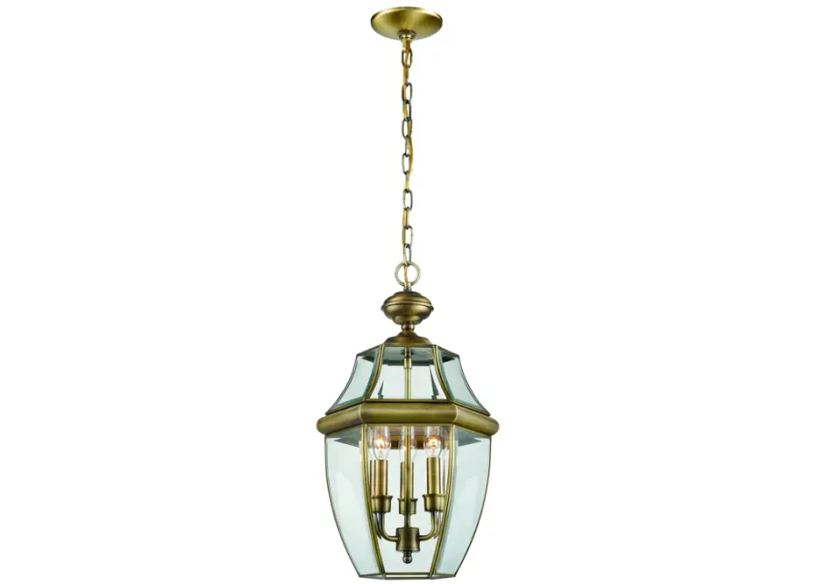 Ashford 12" Wide 3-Light Outdoor Pendant - Antique Brass