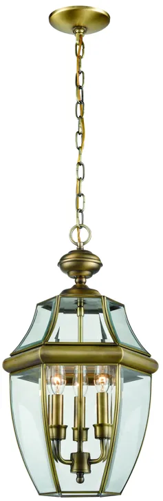 Ashford 12" Wide 3-Light Outdoor Pendant - Antique Brass