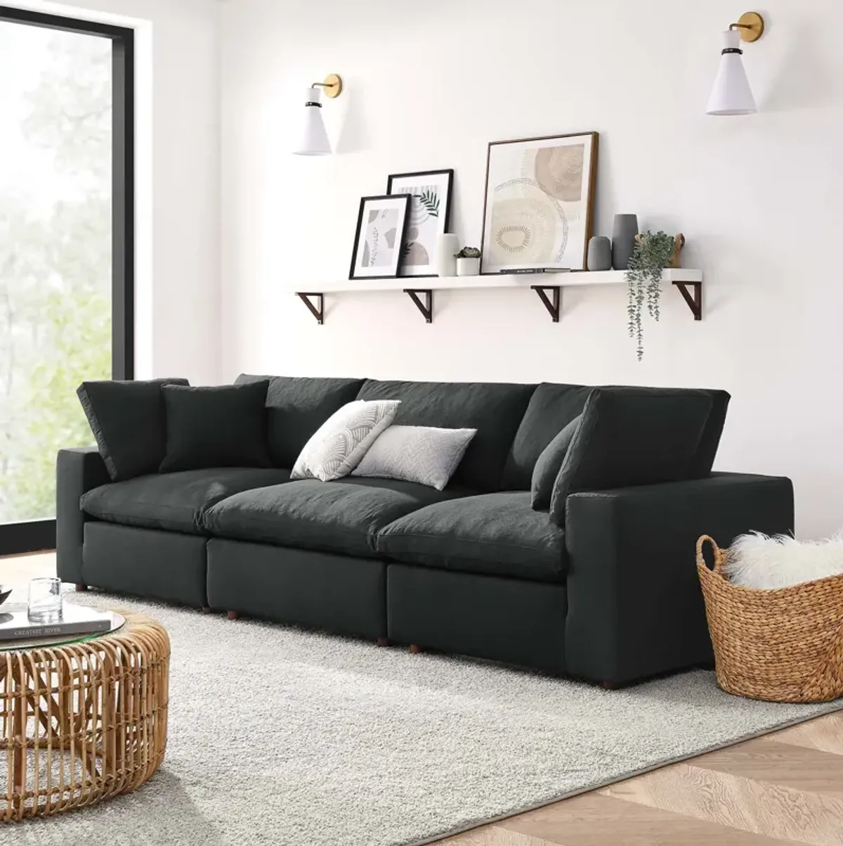 Commix Down Filled Overstuffed 3-Piece Sofa 