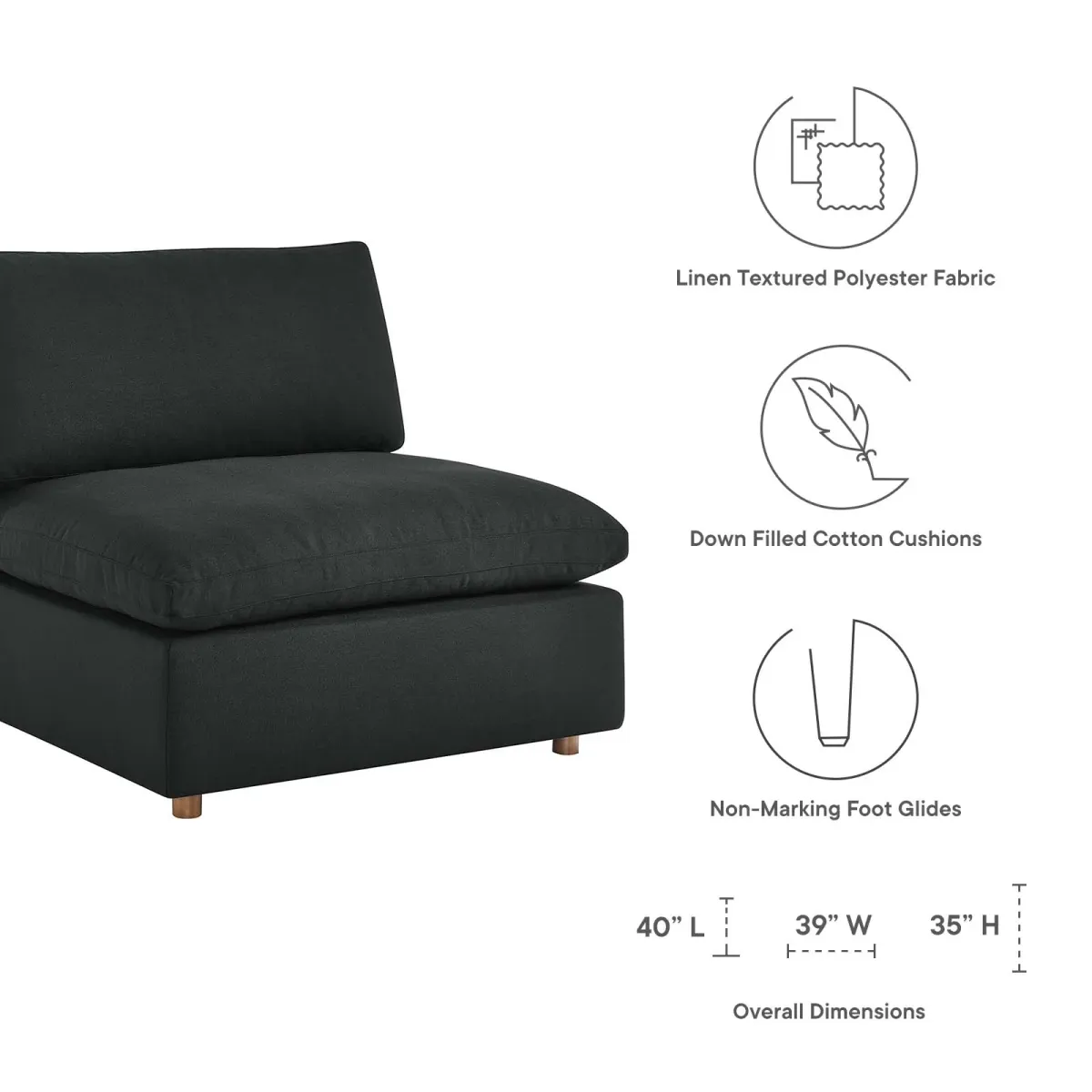 Commix Down Filled Overstuffed 3-Piece Sofa 