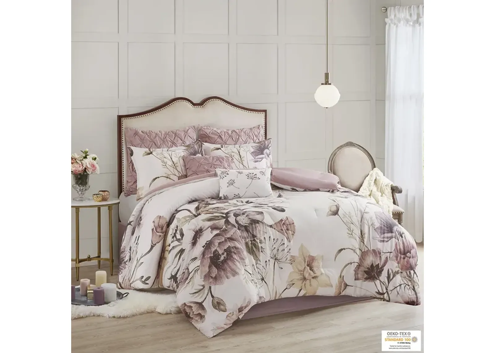 Madison Park Cassandra Blush 8 Piece Cotton Printed Comforter Set