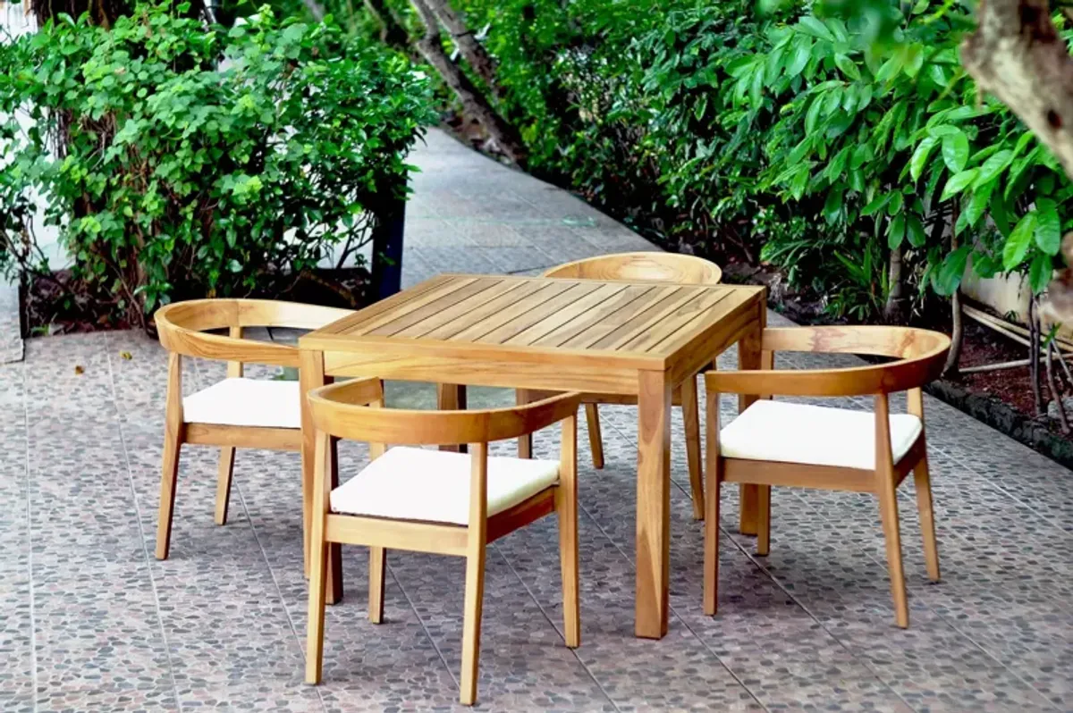 Panama Jack Bali Teak 5-Piece Square Dining Table with Cushions