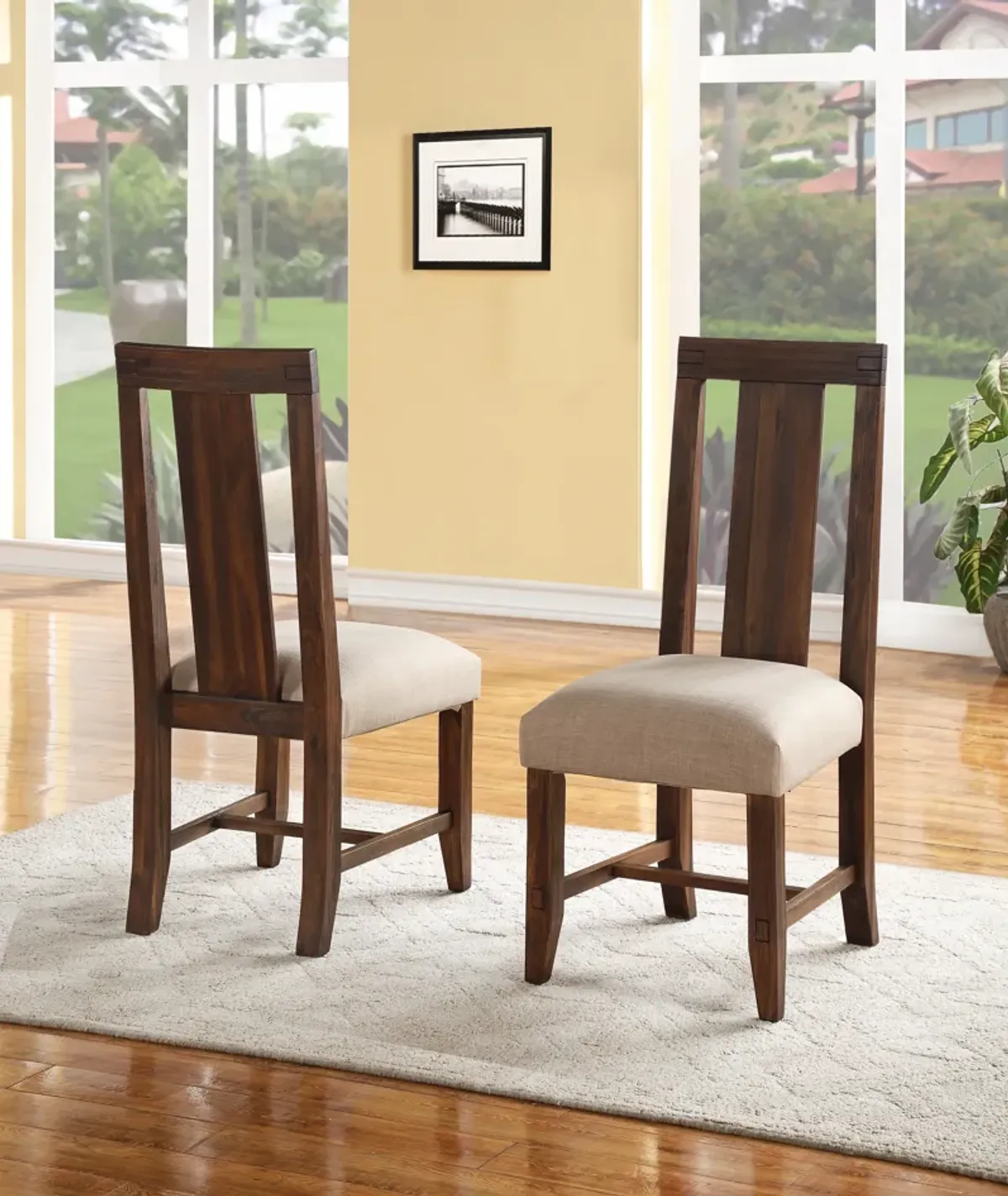 Meadow Solid Wood Upholstered Dining Chair in Brick Brown