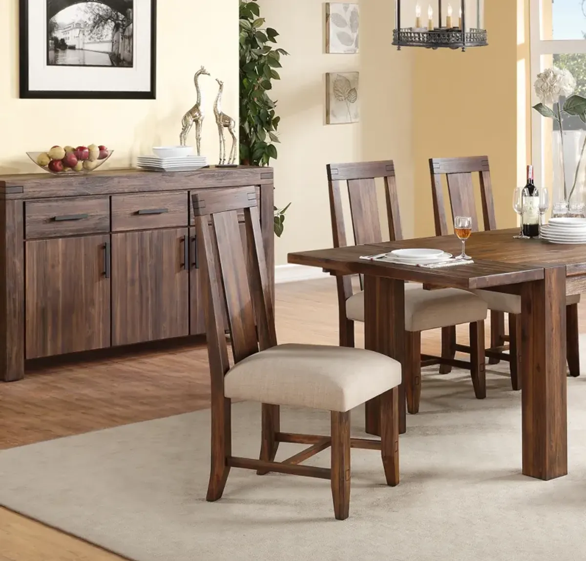 Meadow Solid Wood Upholstered Dining Chair in Brick Brown