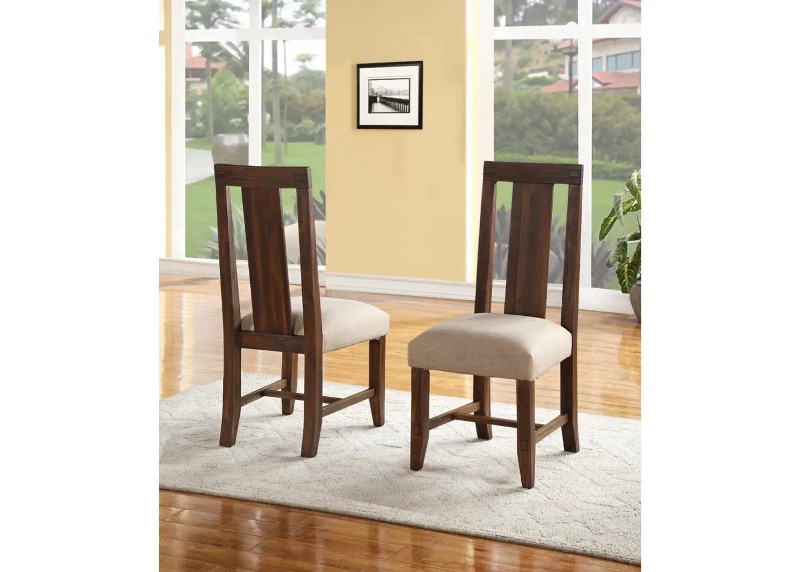 Meadow Solid Wood Upholstered Dining Chair in Brick Brown