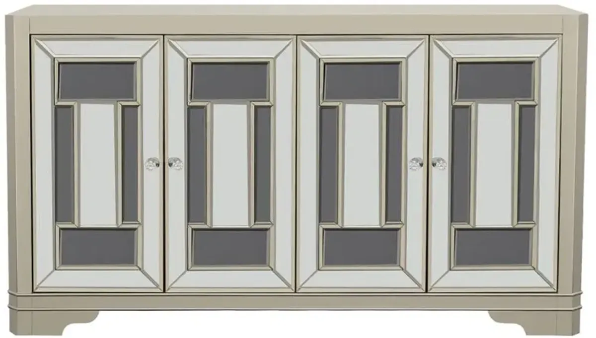 Toula 4-door Accent Cabinet Smoke and Champagne