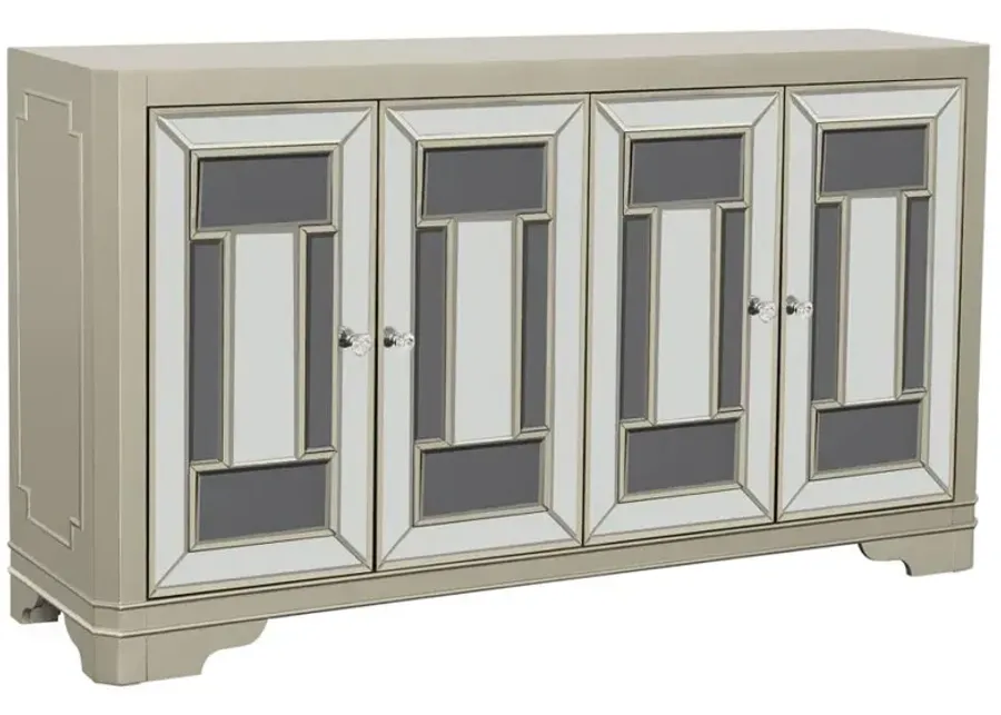 Toula 4-door Accent Cabinet Smoke and Champagne