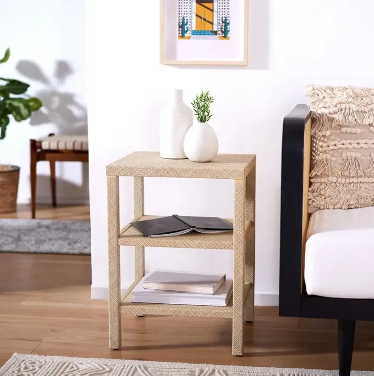 APIS RAFFIA 2 SHELF ACCENT TABLE