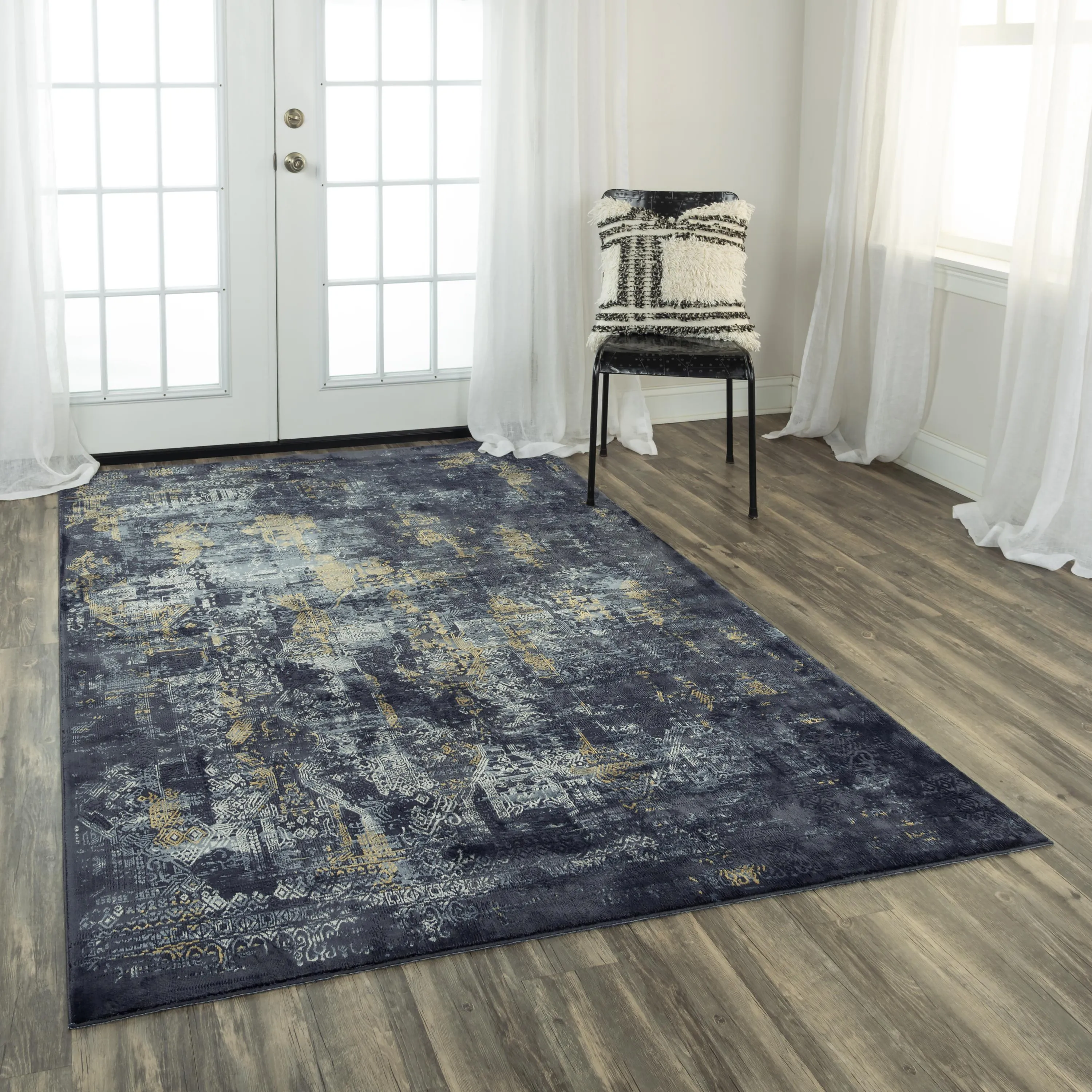 Emerge Gray/Black  Polyester 3'11" x 5'6" Rectangle Rug