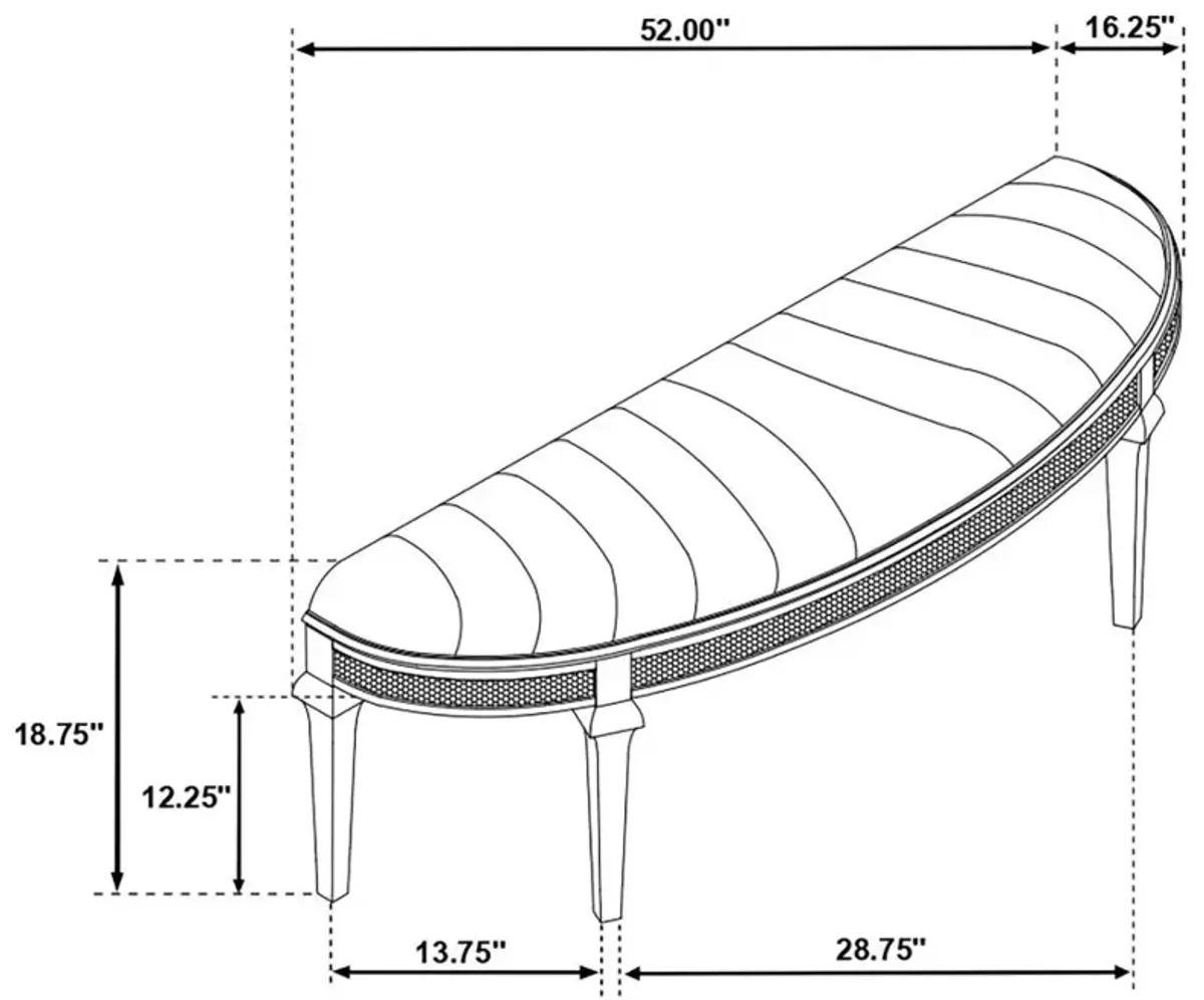 Coulter Upholstered Demilune Bench Ivory And Silver Oak