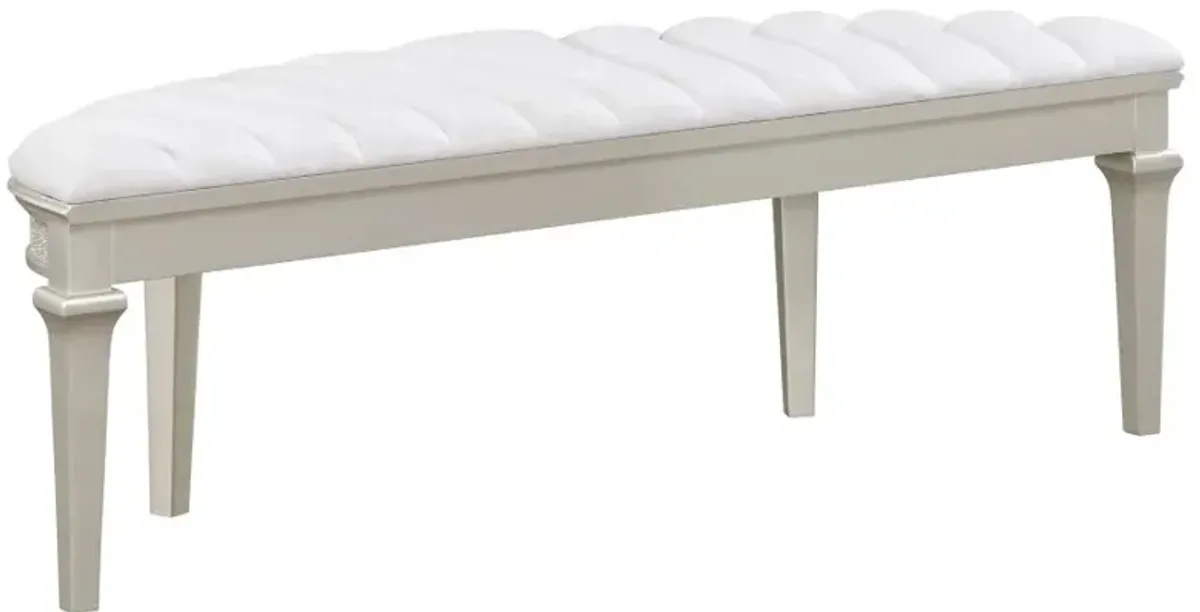 Coulter Upholstered Demilune Bench Ivory And Silver Oak