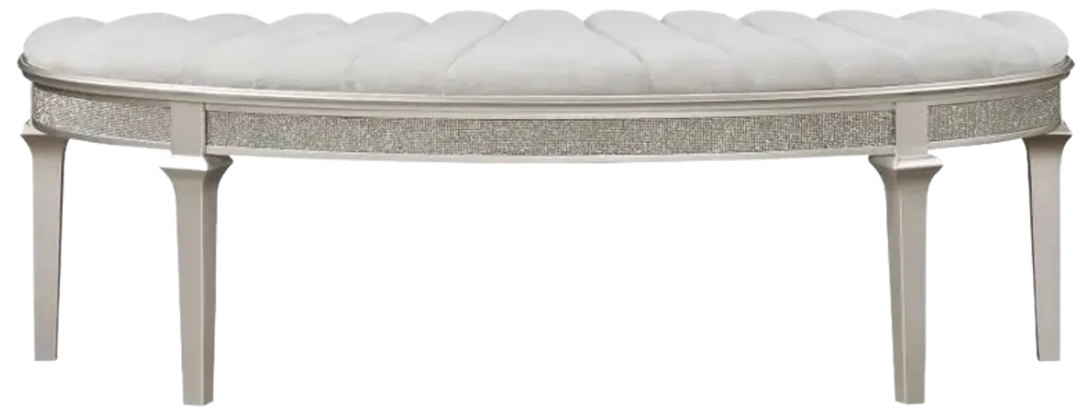 Coulter Upholstered Demilune Bench Ivory And Silver Oak