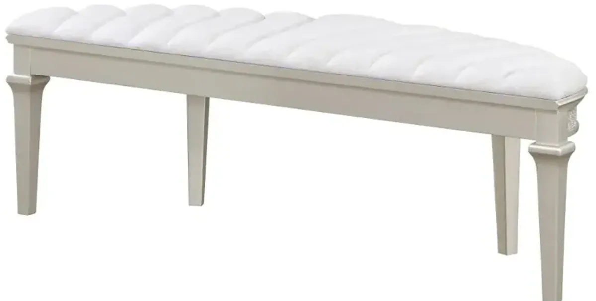 Coulter Upholstered Demilune Bench Ivory And Silver Oak