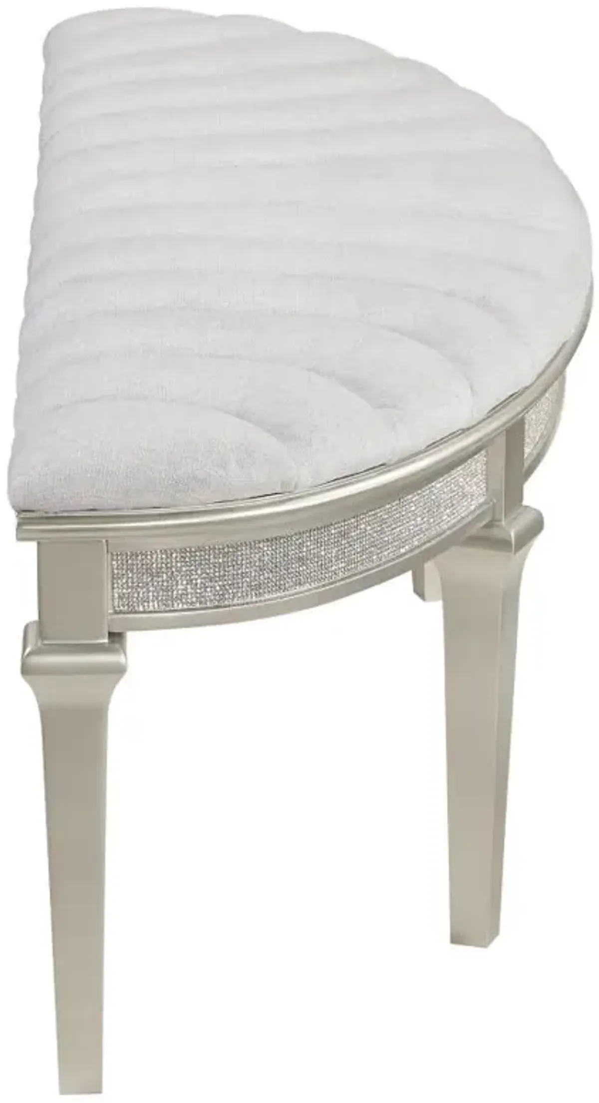 Coulter Upholstered Demilune Bench Ivory And Silver Oak