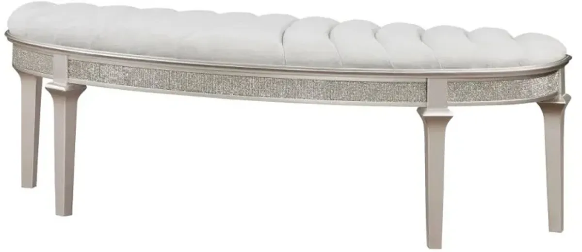 Coulter Upholstered Demilune Bench Ivory And Silver Oak