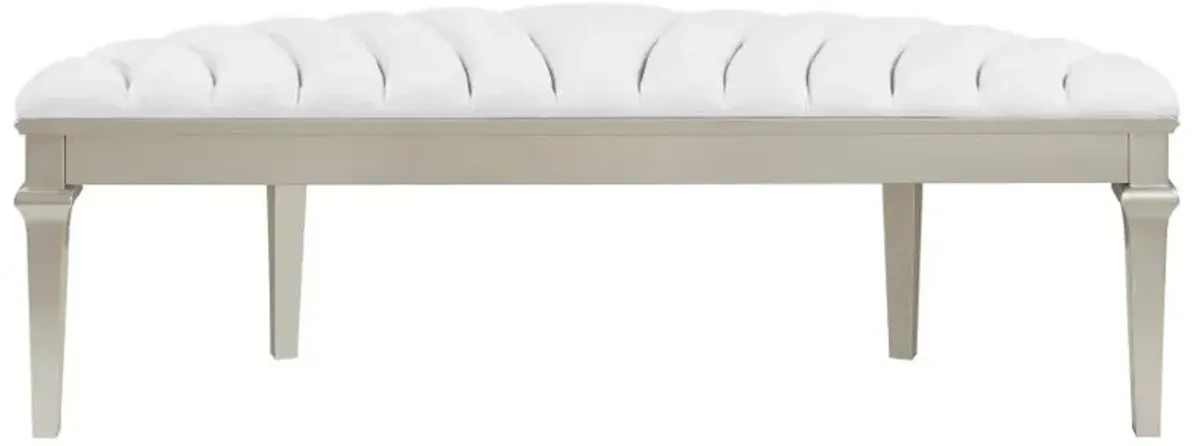 Coulter Upholstered Demilune Bench Ivory And Silver Oak