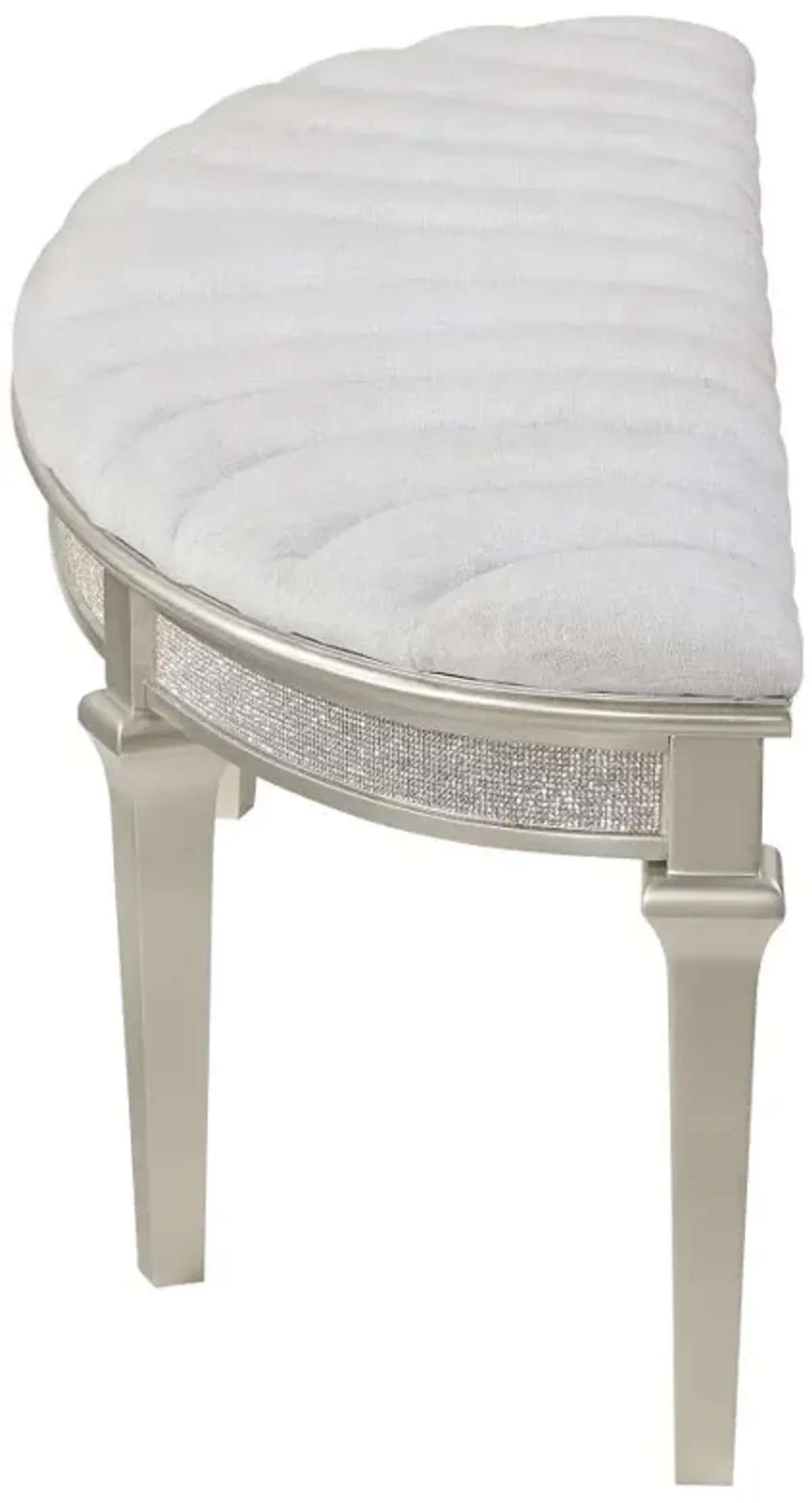 Coulter Upholstered Demilune Bench Ivory And Silver Oak