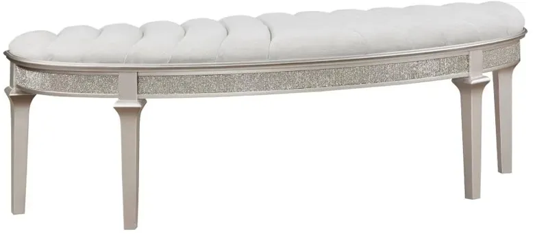 Coulter Upholstered Demilune Bench Ivory And Silver Oak