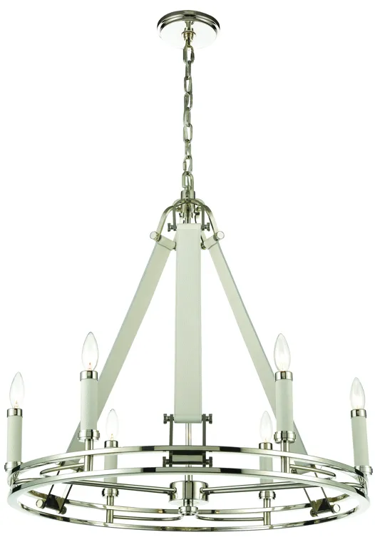 Bergamo 29" Wide 6-Light Chandelier - Polished Nickel