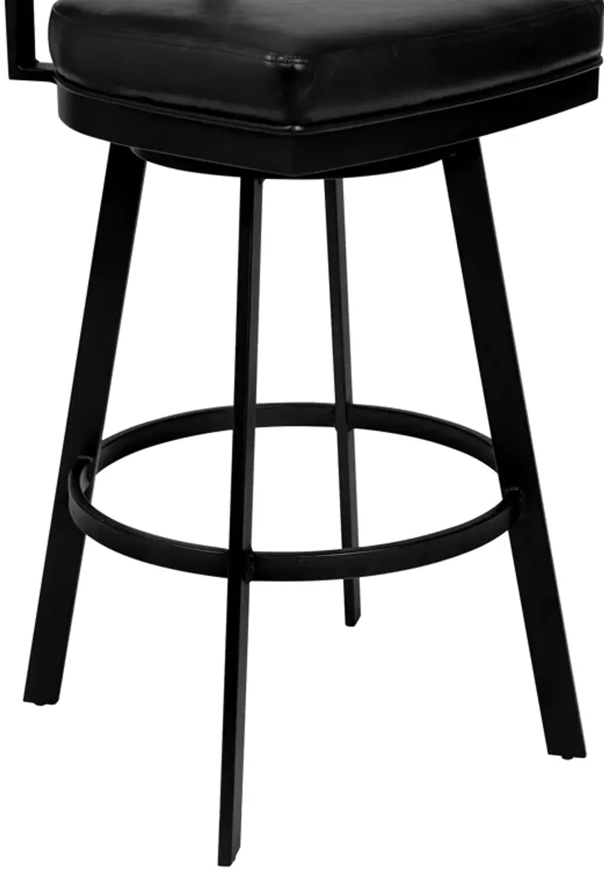 Frisco 30" Bar Height Barstool in Matte Black Finish with Black Faux Leather and Gray Walnut