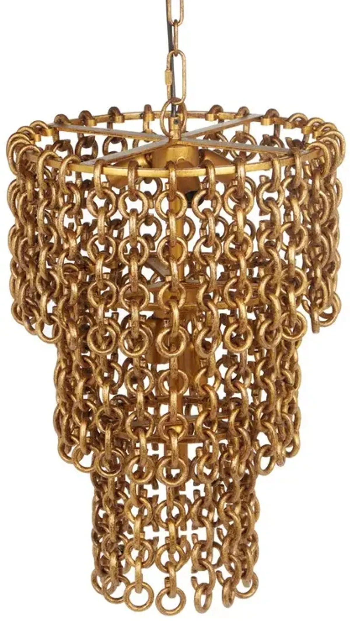 Nirsa Brass Chain Link 3-Tier Chandelier