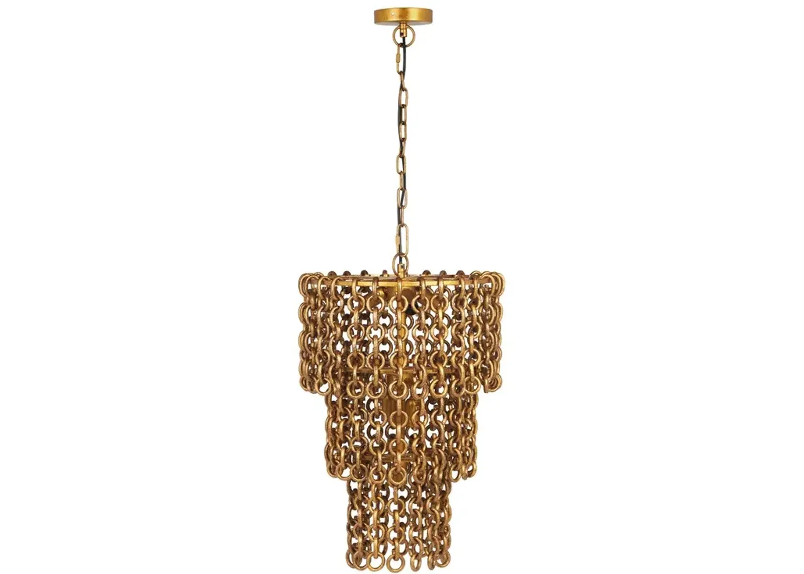 Nirsa Brass Chain Link 3-Tier Chandelier