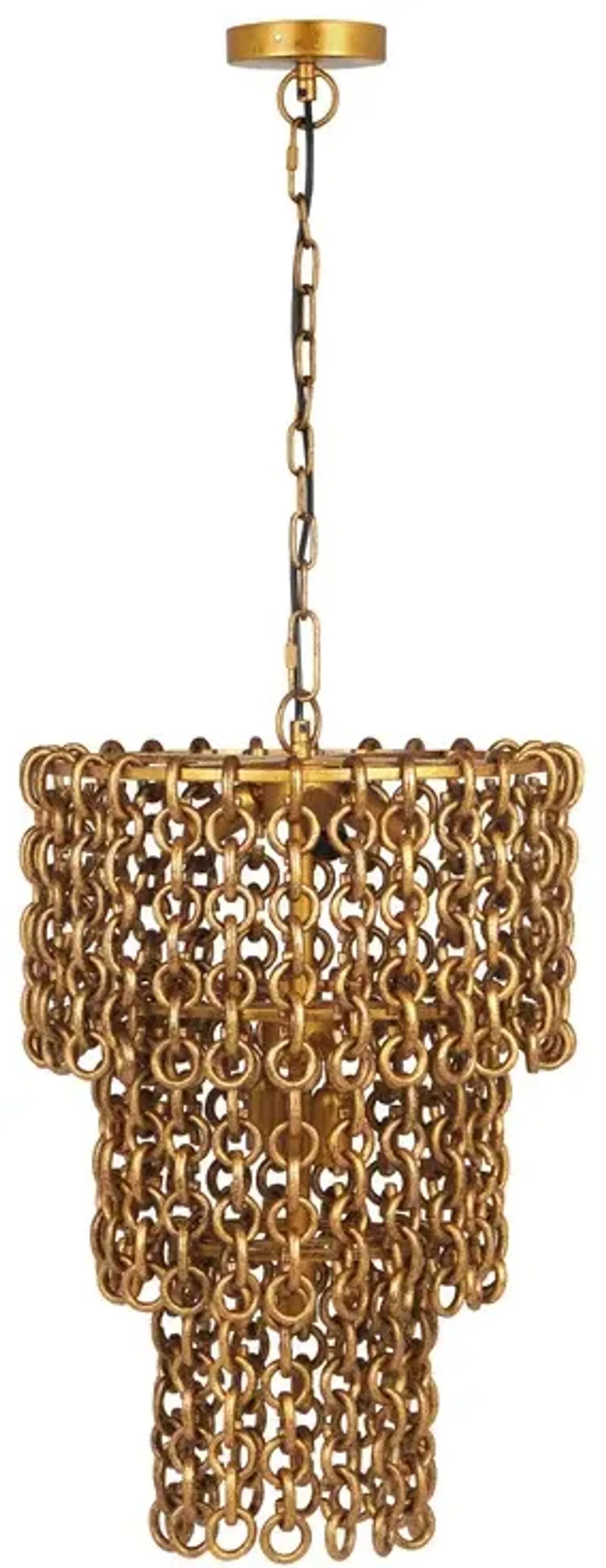 Nirsa Brass Chain Link 3-Tier Chandelier