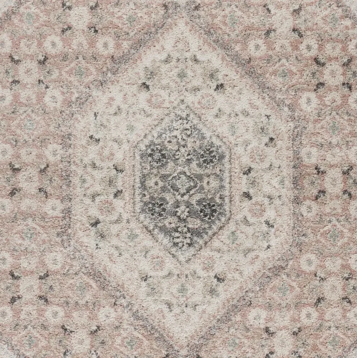 Dusky Blush/ Cream Oriental Floral Medallion Indoor Area Rug 5'2" x 7'2"