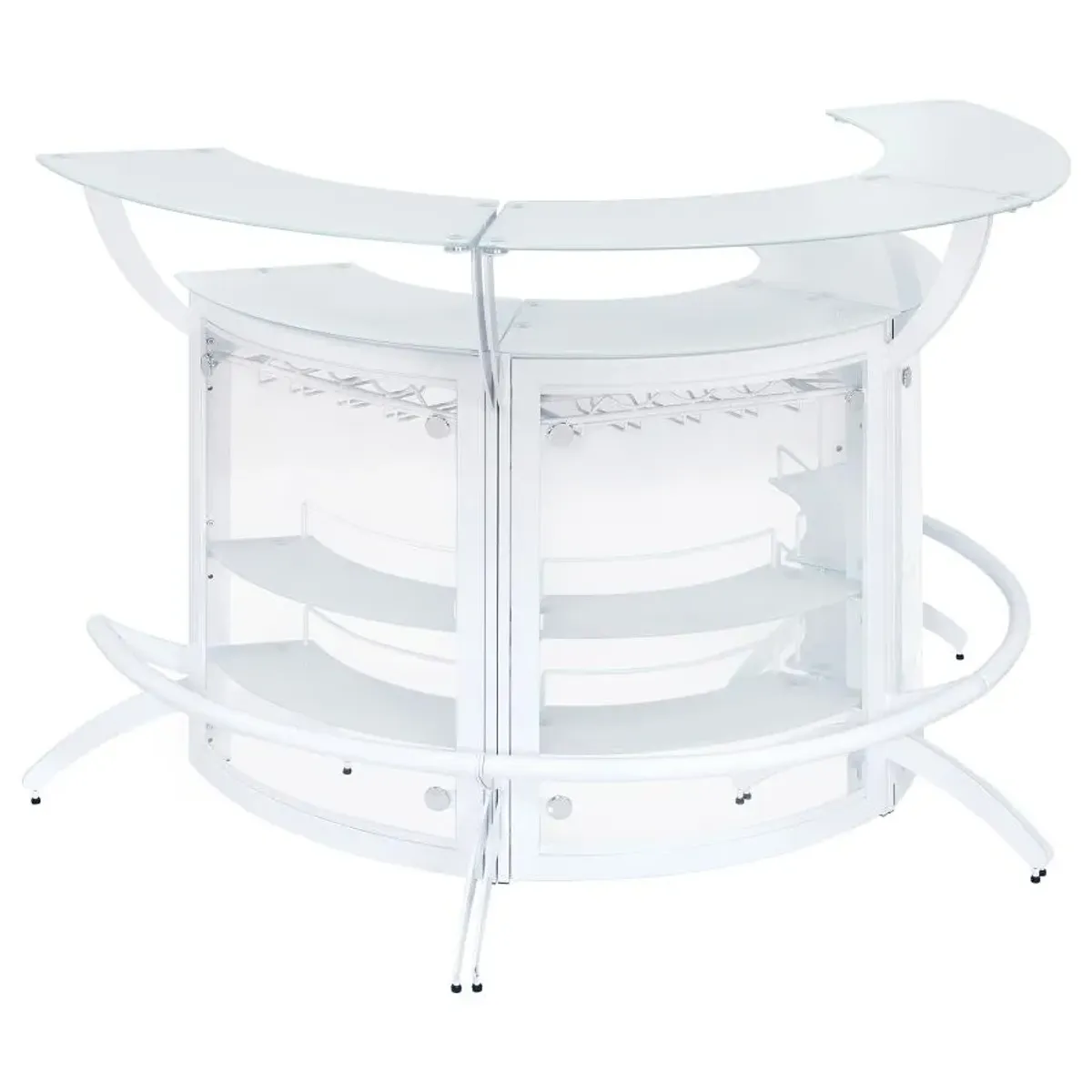 Dallas 2-shelf Curved Home Bar White and Frosted Glass (Set of 3)