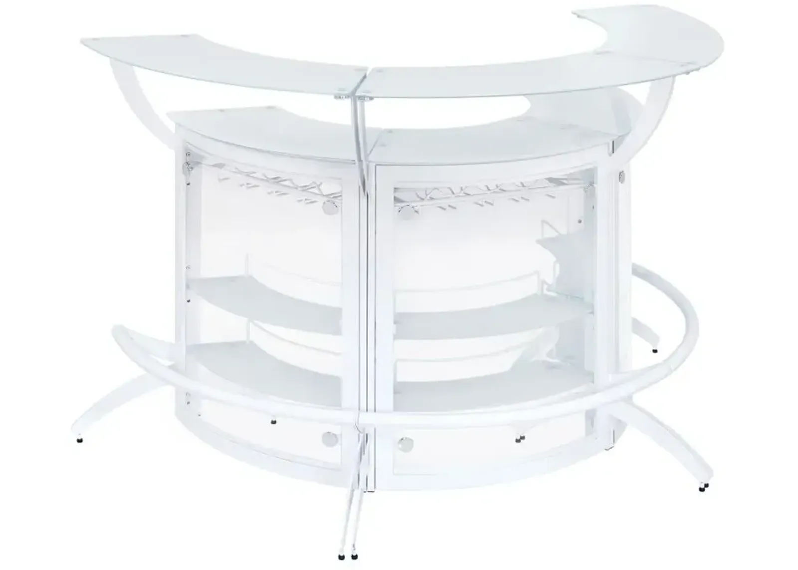 Dallas 2-shelf Curved Home Bar White and Frosted Glass (Set of 3)