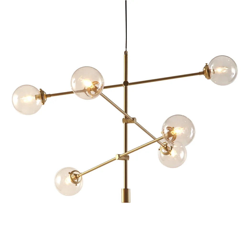 INK+IVY Cyrus Gold 6-Globe Light Architectural Metal Chandelier