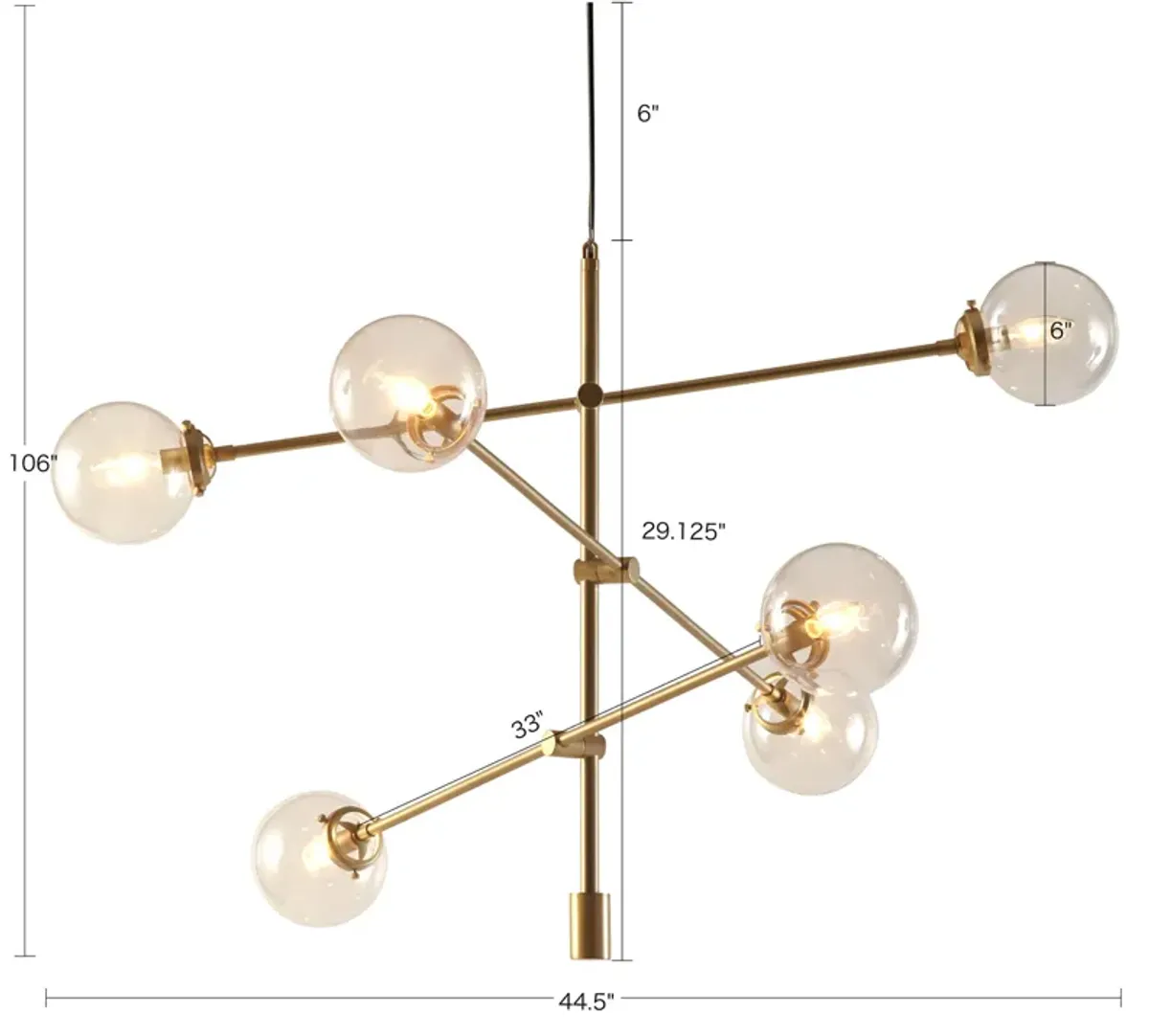 INK+IVY Cyrus Gold 6-Globe Light Architectural Metal Chandelier