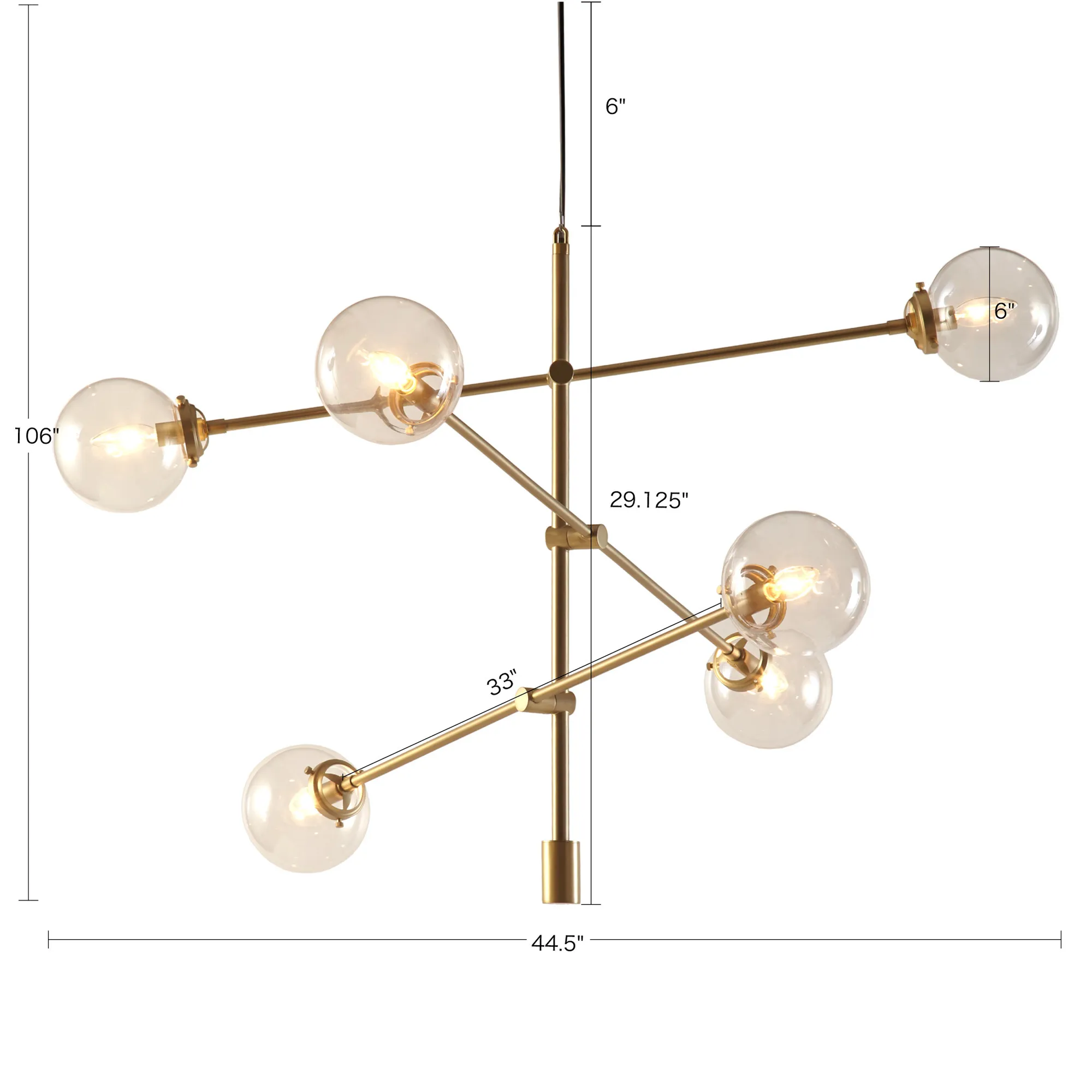 INK+IVY Cyrus Gold 6-Globe Light Architectural Metal Chandelier