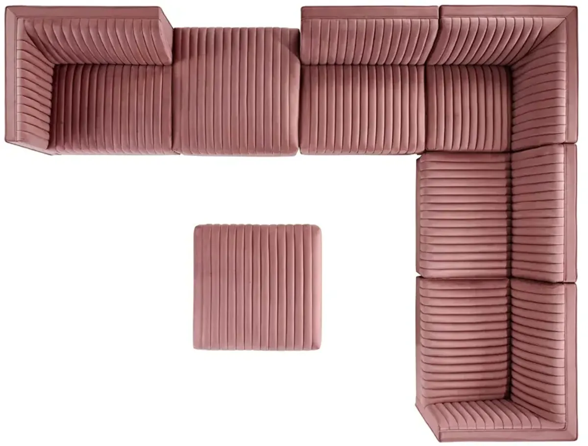 Sanguine Channel Tufted Performance Velvet 7-Piece Right-Facing Modular Sectional Sofa