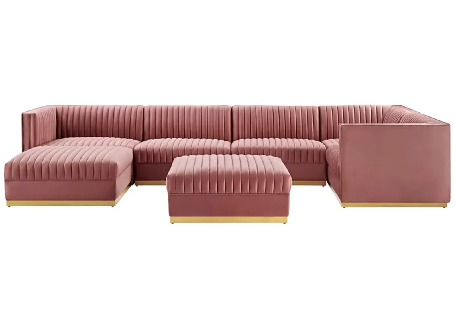 Sanguine Channel Tufted Performance Velvet 7-Piece Right-Facing Modular Sectional Sofa