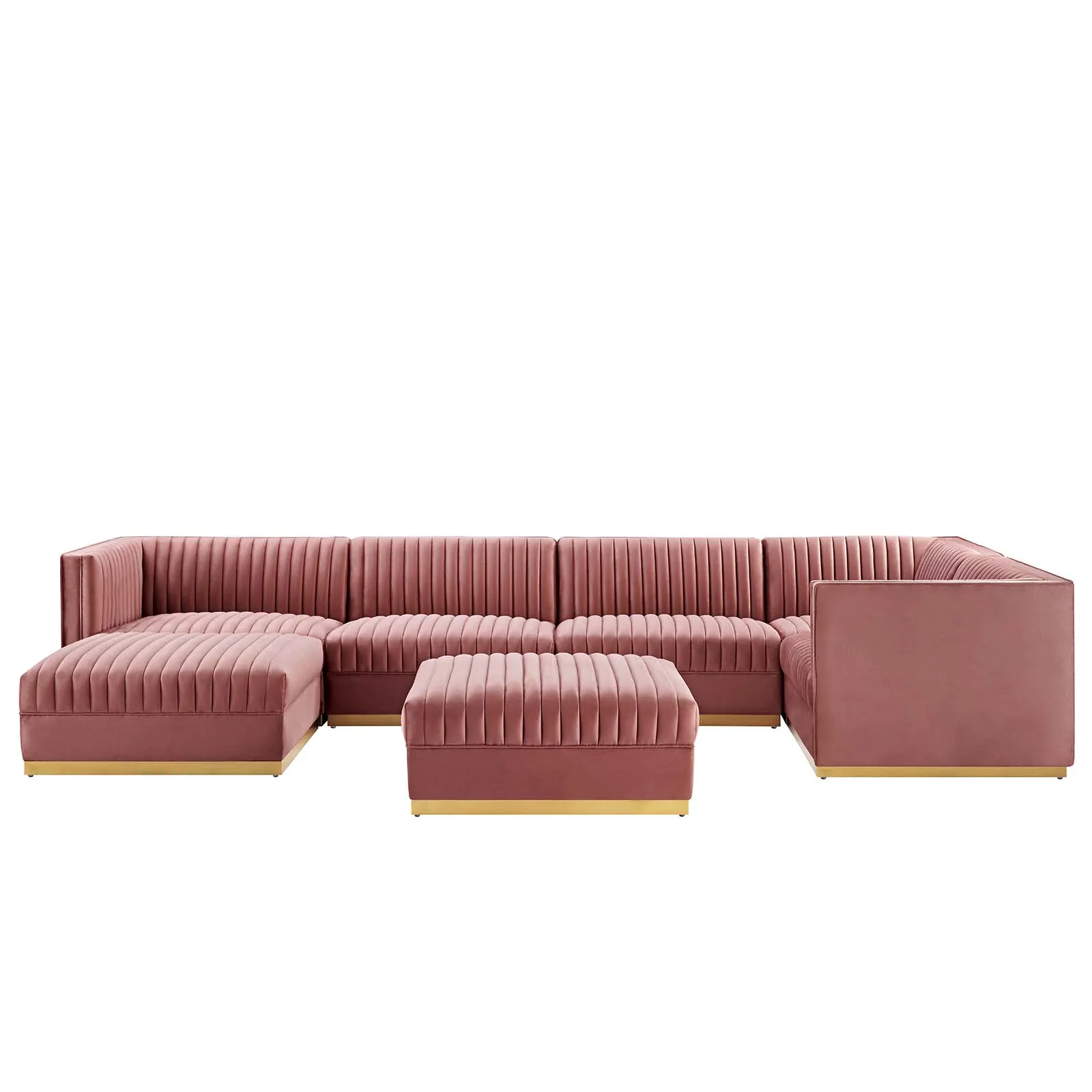 Sanguine Channel Tufted Performance Velvet 7-Piece Right-Facing Modular Sectional Sofa