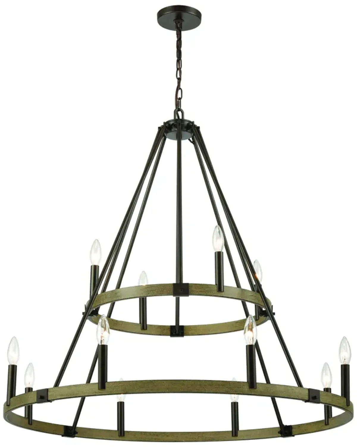 Transitions 36" Wide 12-Light Chandelier - Oil Rubbed Bronze