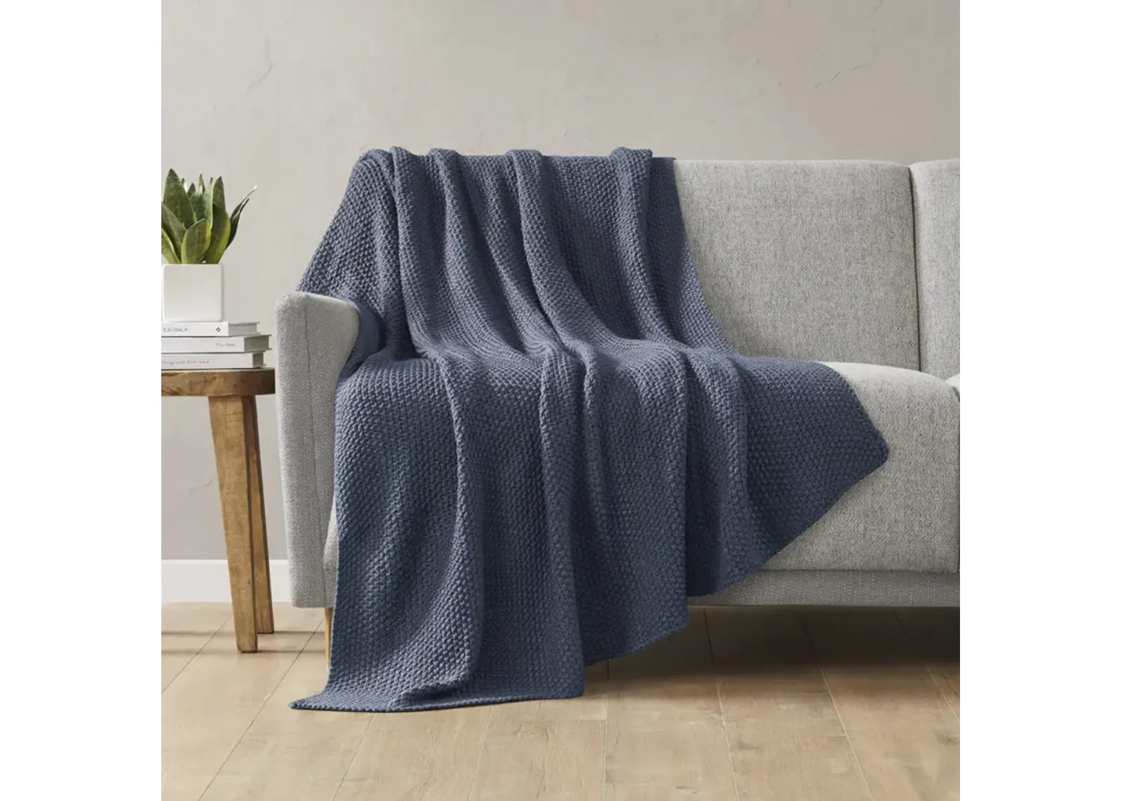 INK+IVY Bree Knit Indigo Throw