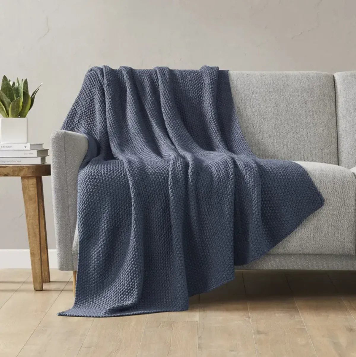 INK+IVY Bree Knit Indigo Throw