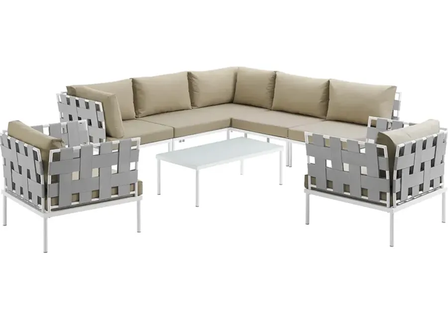 Harmony 8 Piece Outdoor Patio Aluminum Sectional Sofa Set