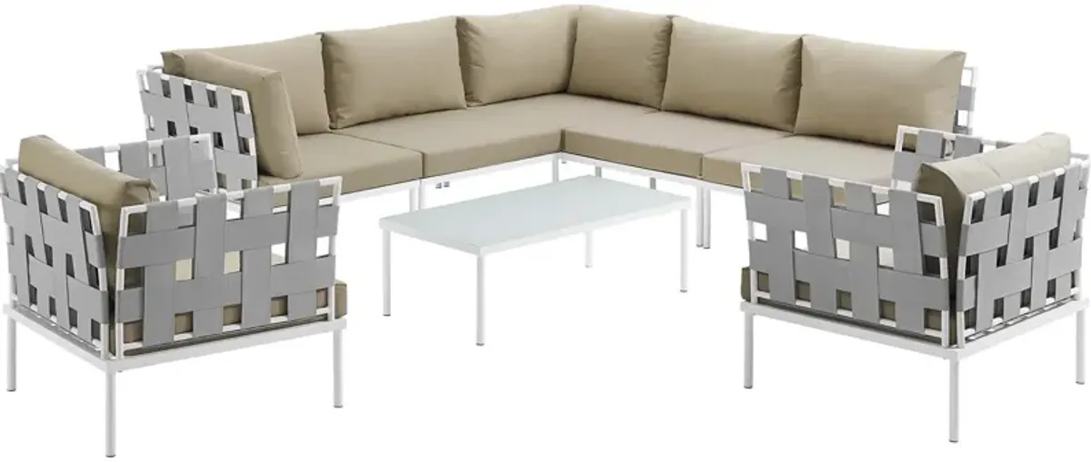 Harmony 8 Piece Outdoor Patio Aluminum Sectional Sofa Set