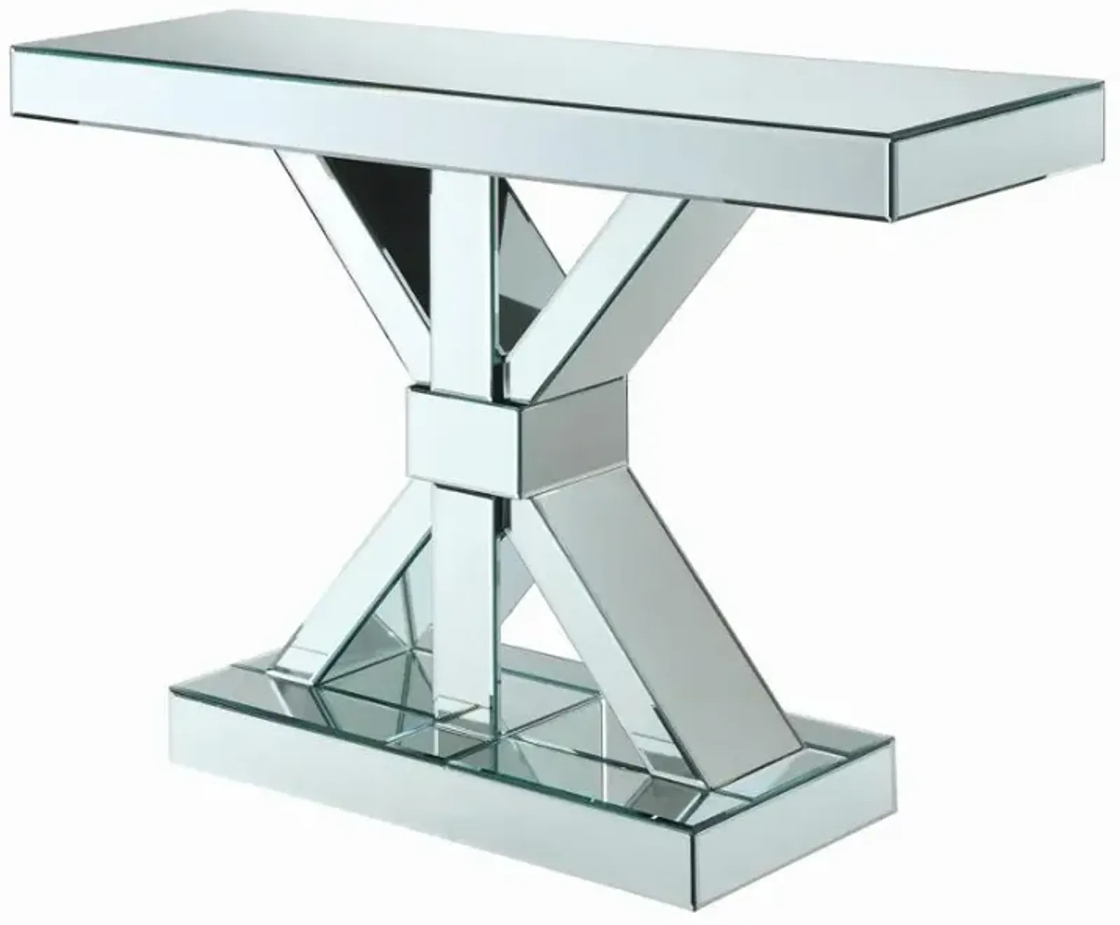 Lurlynn X-shaped Base Console Table Clear Mirror