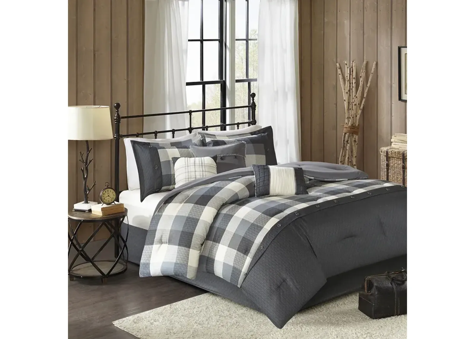 Madison Park Ridge Grey 7 Piece Herringbone Comforter Set