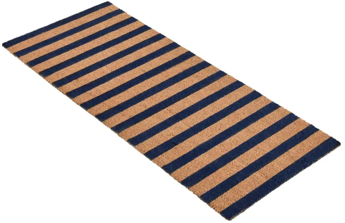 Striped 24"x57" Doormat Choir Front and PVC Backing Navy and Natural