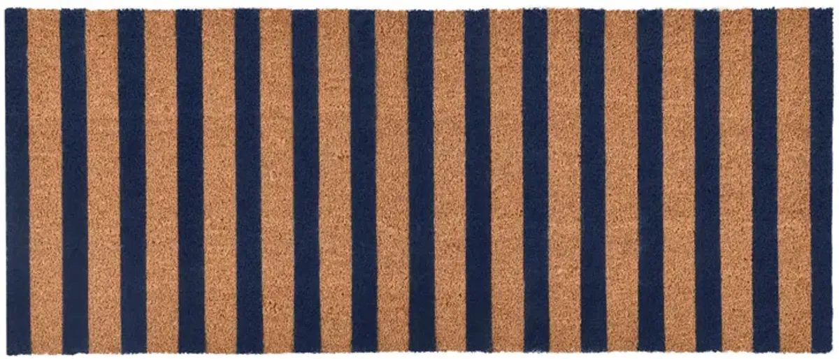 Striped 24"x57" Doormat Choir Front and PVC Backing Navy and Natural