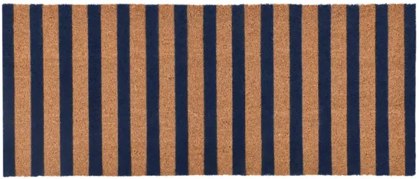 Striped 24"x57" Doormat Choir Front and PVC Backing Navy and Natural